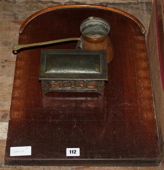 Shove hapenny board, Art Nouveau box & copper jug